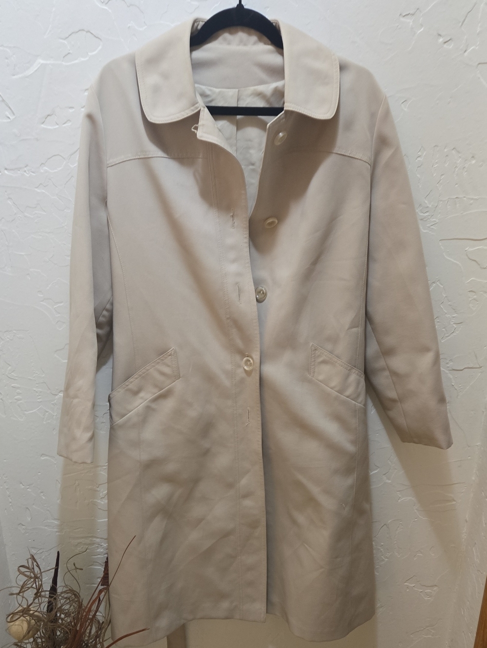 Vintage Lanson Single-Breasted All-WeatheLight Beige Trench Coat